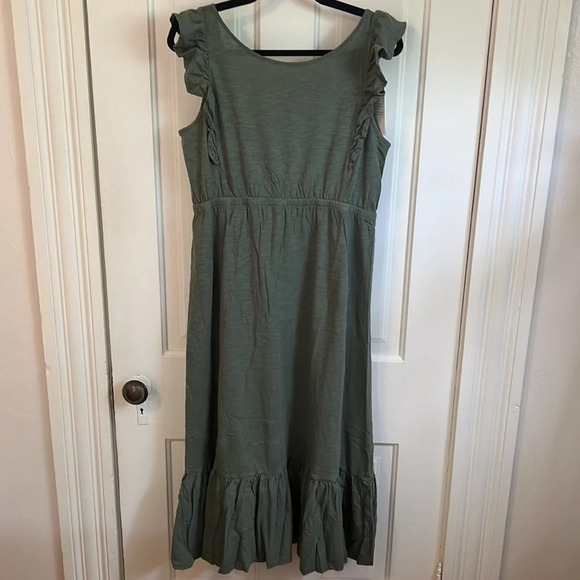 BA&SH // Open-back ruffle-trimmed slub cotton-jersey midi dress - Picture 5 of 9